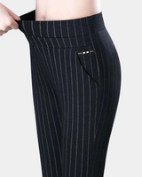 Stilvolle Stretch Damenhose - Elara in Schwarz mit Streifen
