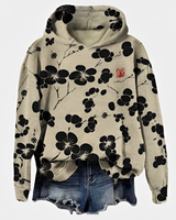 Emelyn - Damen Hoodie mit Blumen-Akzent in Schwarz
