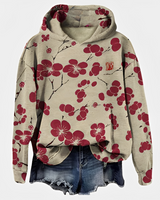Emelyn - Damen Hoodie mit Blumen-Akzent in Rot