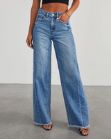 Pauline | Vintage Gewaschene Weit Geschnittene Gerade Jeans Damen in Blau