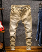 Herren Lang Jeans mit Taschen in Khaki