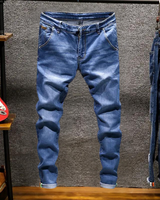Herren Lang Jeans mit Taschen in Hellblau