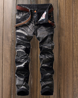 Herren Lang Vintage Jeans in Schwarz / Grau