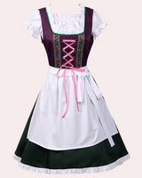 Dirndl Damen Klassisch Bunt Bestickt Kurzarm - Natascha in Lila