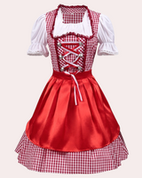 Dirndl Damen Kurz Kariert Rot Klassisch - Irmgard in Rot