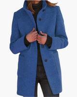 Jessica | Damen Winter Mantel mit Langem Ärmel im Klassischen Stil in Blau