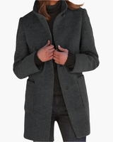 Jessica | Damen Winter Mantel mit Langem Ärmel im Klassischen Stil in Schwarz