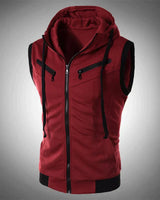 CARSON - Slim Fit Weste mit Kapuze in Rot