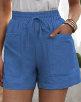 Lotta | Luftige Paperbag-Shorts in Blau