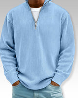 Tom – Relaxed Langarmshirt mit Reißverschlusskragen in Blau