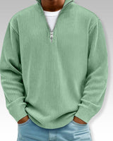 Tom – Relaxed Langarmshirt mit Reißverschlusskragen in Grün