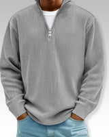 Tom – Relaxed Langarmshirt mit Reißverschlusskragen in Grau
