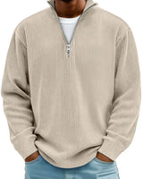 Trestan – Gerippter Pullover mit Langen Ärmeln und Viertelreißverschluss in Khaki
