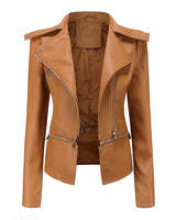 Cloy Stylische Lederjacke in Kamel