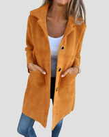 Elara | Einreihiger Mantel mit klassischem Revers in Orange