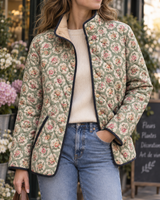 Steppjacke für Damen mit Blumenmuster und kontrastfarbenen Paspeln – Lainey in Mehrfarbig