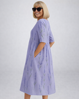 Zunia – Midi-Kleid Mit Blumenmuster Und Taschen in Lila