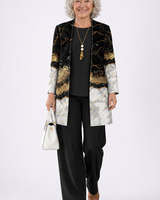 Yvonne | Elegantes 3-teiliges Casual-Set in Schwarz & Gold Marmor