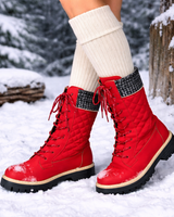 Wadenhohe Damenstiefel mit dicker Sohle - Melissa in Rot