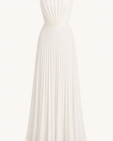 Langes, trägerloses, plissiertes Abendkleid für Damen – Tomiris in Weiß