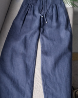 Kuupik – Weite Hose Aus Leinen in Marineblau