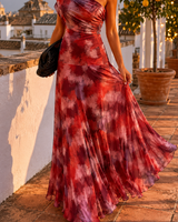 Marlene | Elegantes One-Shoulder-Kleid mit Farbverlauf in Rot