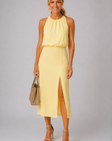Antoinette – Middi Kleid Mit Seitenschlitz in Gelb