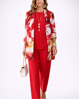 Gelsey | Elegantes 3-teiliges Casual-Set in Rot