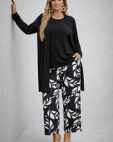 Eponine | Elegantes 3-teiliges Casual-Set in Schwarz