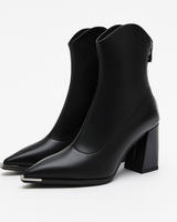 Angela | Damen-Frühjahrs-Stiefeletten mit spitzer Kappe und Absatz in Schwarz