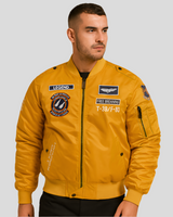 Herren-Bomberjacke mit gestickten Patches - Frederick in Gelb