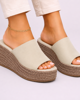 Esperanza | Damen Espadrille Wedge Sandalen in Beige