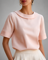 Genila – Bluse Mit Kurzen Ärmeln Und Rundkragen in Rosa