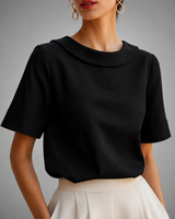 Genila – Bluse Mit Kurzen Ärmeln Und Rundkragen in Schwarz