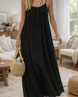 Luna | Backless Maxi-Kleid für Sommerabende in Schwarz