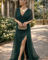Nadeesha - Langes Blumen Kleid Mit V-Ausschnitt in Grün