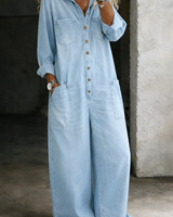 Thalassa - Legerer Denim-Jumpsuit in Hellblau