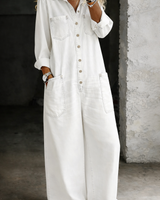 Thalassa - Legerer Denim-Jumpsuit in Weiß