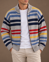 Wirasak – Strickjacke mit Bunten Streifen Und Reißverschluss in Grau
