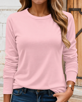 Nadya - Herbst Langarm Hemd Mit Rundhalsausschnitt in Rosa