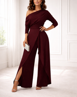 Perla - Soft-Touch One-Shoulder-Jumpsuit in Marineblau