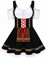 Leni | Dirndl mit Schürze im Trachten-Stil in Schwarz/Weiße Schürze