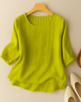 Reagan | Blumenmuster Schlitzausschnitt Bluse in Gelb/Limetten