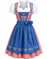 Franzi | Damen Dirndl mit Schürze im Trachten-Stil in Rot/Blaue Schürze