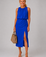 Antoinette – Middi Kleid Mit Seitenschlitz in Blau