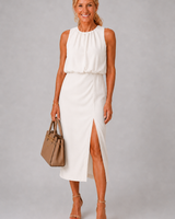 Antoinette – Middi Kleid Mit Seitenschlitz in Weiß
