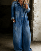 Thalassa - Legerer Denim-Jumpsuit in Blau