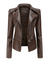 Cloy Stylische Lederjacke in Kaffee