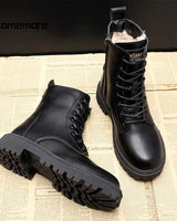 Elarah | Winterstiefel aus schwarzem Leder in Schwarz