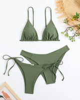 Ocean Chic - Brasilianisches 3-teiliges Push-Up Bikini-Set in Oliva
